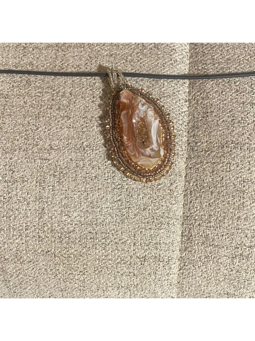 Handmade Brown Agate Beaded – One-of-a-Kind Pendant
